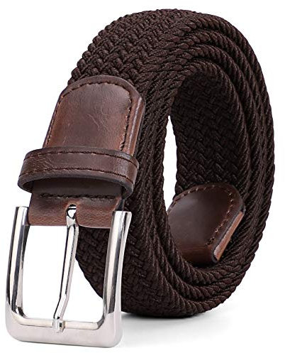 VONMELLI Cintura Elastica Uomo Intrecciata Cintura Uomo in Tessuto Cintura Elasticizzata Regolabile per Uomo e Donna Casual Cinture Da Uomo Vintage Cintura Da Golf per Jeans Caffè L