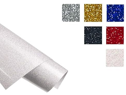 Glitter Heat Transfer Vinyl, 12 x 5ft Glitter HTV Vinyl Roll, Glitter Iron on Vinyl for Cameo and Heat Press (Glitter White, 12 x5ft)