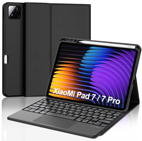 IVEOPPE Cover Tastiera Xiaomi Pad 7/7Pro 11.2 2025 con Touchpad, Custodia Tastiera Trackpad Italiano Bluetooth Staccabile per Xiaomi Pad 7/7Pro 11.2 2025, Nero