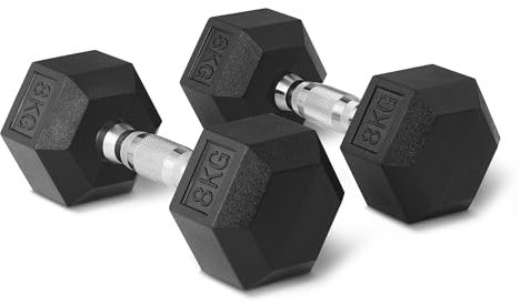 Amazon Basics Hantel-Set, mit Gummibeschichtung, sechseckig, 8 kg, Schwarz