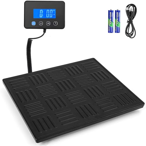 Apritsce Paketwaage, 50g-300kg Hochpräzise Digitale Plattformwaage, Langlebige Alloy Stahlplattform, Postwaage mit Hold und Tara-Funktion für Pakete Lager Gepäck, Externes LCD Display