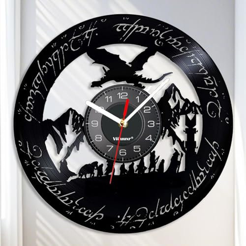Viiluuxr Vinyl Schallplatten Uhr 30 cm Batteriebetrieben Wall Clock Ausgefallene Wanduhren Analoge ohne Tickgeräusche Science-Fiction Film Böser Drache Heim Deko Wohnzimmer Kreative Kinderwanduhr.