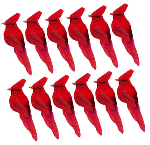 Cabilock Pájaro De Espuma Simulación Decoración De Hogar Árboles De Navidad Adornos Rojos Falso Exterior Pequeño Decorativo Acento