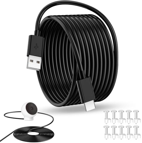 AIAUXAI 5M Langes USB C Kabel für Xiaomi Smart Camera C300 C400 Schwarz | Verlängerungskabel Überwachungskamera, Typ C Kabel für Mi Camera 2K Magnetic Mount/ Wireless Outdoor Security Camera 1080p