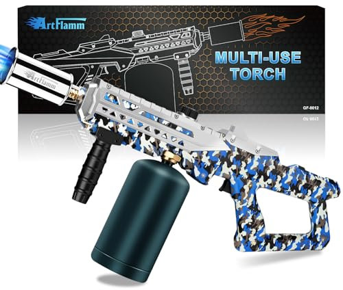 ARTFLAMM Propane Gun Torch - Powerful Grill & Cooking Blower Torch - Culinary Torch Sous Vide - Adjustable Flamethrower for BBQ, Campfire, Charcoal Wood Grills Lighter(Tank Not Included)
