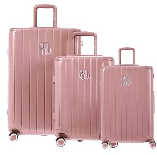 GYL Set DE 3 VALISES RIGIDES Fushia FE204 (Tailles S, M, L) (Petit + Moyen + Grand, Vert Fonce, SML)