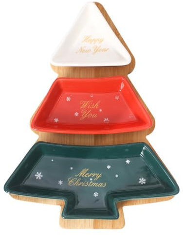 Bandeja Giratoria De Vajilla Aperitivos Con Plato Frutas Secas Cerámica En Forma Árbol Navidad (Fuente de árbol de Navidad)