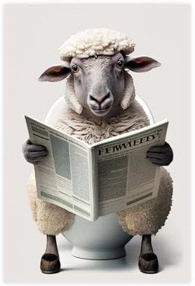 Leinwandposter mit Schaf-Uhr, Zeitpapier, Schlafzimmer, Dekoration, Landschaft, Büro, Raumdekoration, Geschenk, 30 x 45 cm