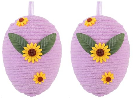 budiniao 2 teilige bunte Dekoration mit klassischen Designs, leuchtendes 2 teiliges Osterpolyester für Ostereier und Requisiten, violett, 10 * 10 * 13CM
