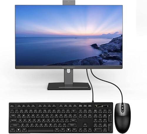 All-in-One PC 27inch Desktop Computer PC Rotatable Screen With Core i7(Up to 3.20Ghz)512GB SSD 16GB RAM Front Webcam,All-in-one Computer Supporting Dual-band WiFi 2.4G/5.2G Bluetooth 4.2, Black