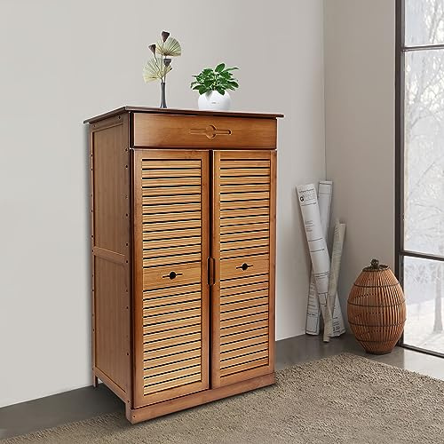 Levkitch 5-Layer Shoe Cabinets with Drawers,4 Tier Shoes Rack Organiser with Double Doors Shoe Shelves for Entry, Hallway, Corridor