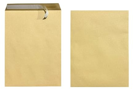 50x Versandtaschen C4 A4 braun ohne Fenster, selbstklebend mit Abziehstreifen, 90 g/qm, Maße 229 x 324 mm Umschläge Kuvert