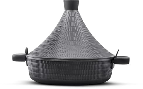 Tagine Cooking Pot 28cm 4.1L Moroccan Tajine Non Stick Induction Hob | Self-basting lid, PFOA-free Greblon coating, lightweight aluminium, all-hob cooking, slow-cooked flavour
