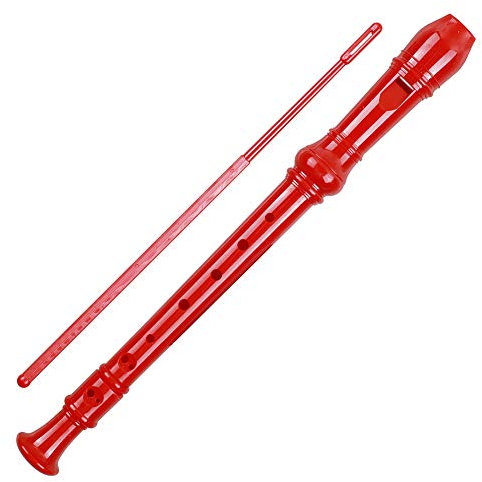 Sopran Blockflöte Sopranflöte Flauta 8 Loch ABS Klarinette deutscher Stil Diskantflöte C-Schlüssel für Kinder mit Grifftabelle Anleitung mit Reinigungsstabtasche rot