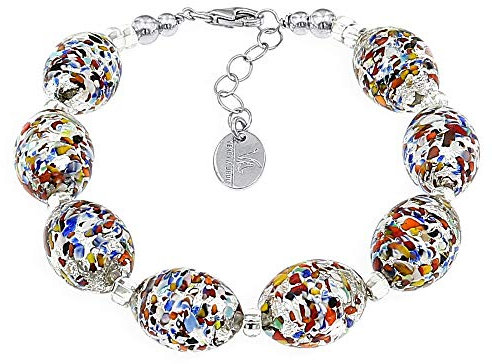 Venetiaurum - Bracelet pour femme avec perles en verre d'origine de Murano et argent 925 – Fabriqué en Italie certifié
