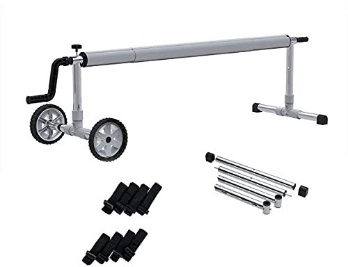 AQUAROL Enrollador para Manta, cobertor o Cubierta Solar de Verano para Piscina. Ajustable de 3,7 a 5,5 m de Ancho de Piscina. 8 Correas de sujeción“cocodrilo” Incluidas.