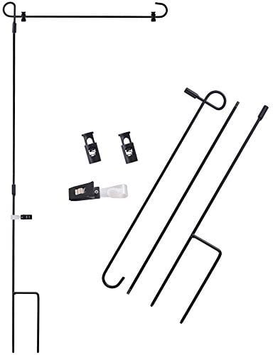 Newk Gartenflaggenhalter, schwarze Aluminiumlegierung, Hof-Gartenflaggenständer, Banner-Fahnenmast, hält Flaggen bis zu 33 cm in der Breite für den Außenbereich, Garten, Rasen
