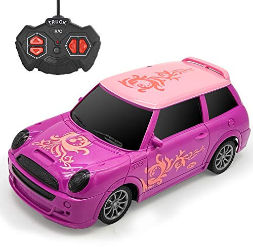 Tcvents Pink Purple Princess Style Racing Car, Remote Control Car for Girls, 3-8 Years, 1:20 Scale, Shock Resistant, Battery Powered