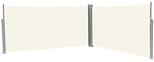 vanvilla Doppel Seitenmarkise Doppelmarkise Sichtschutz Sonnenschutz Grau/Beige 180x600 cm