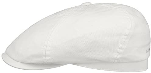 Stetson Cotton Twill Flatcap Herren - Aus 100% Baumwolle - Mit UV-Schutzfaktor 40+ - Gefüttert mit Baumwolle - Atmungsaktiv - Unifarben - Schirmmütze - Baumwollcap Frühjahr/Sommer weiß M (56-57 cm)
