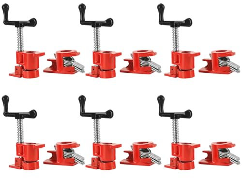 FLKQC Wood Gluing Pipe Clamp Set, Heavy Duty Cast Iron Quick Release Pipe Clamps for Woodworking (6, 1/2)