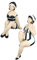 GILDE Poly Figur „Becky“, 2er Set, Kantensitzer, Schwarz/Weiß, 14x17x19cm und 26x12x27cm,
