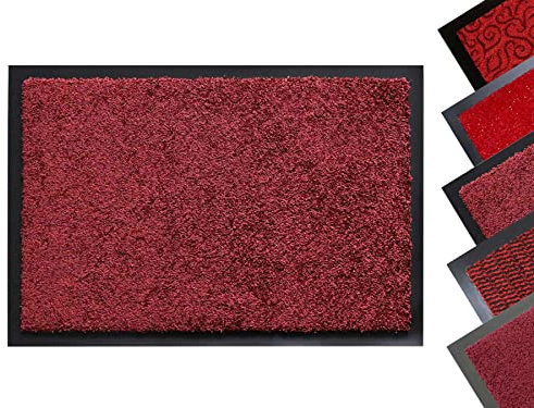 Primaflor - Ideen in Textil Rote Fußmatte - Schmutzfangmatte - Weinrot - 60 x 80 cm - Waschbare Eingangsmatte - Rutschfester Türvorleger - Sauberlaufmatte für Innen & Außen
