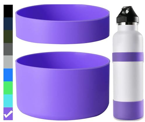 Miracredo 2 botes de botella de agua, funda de silicona compatible con Simple Modern, frasco de hierro, termoflask, Hydro Flask y más frascos de agua, funda antideslizante, base de goma sin BPA