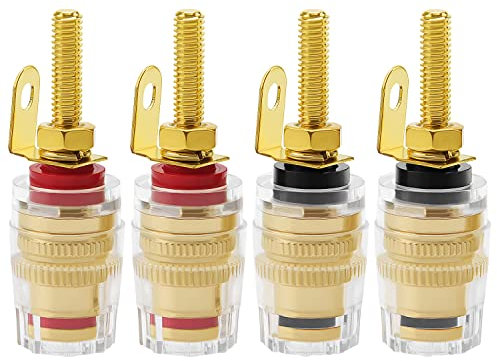KUOQIY 4 Pezzi 4mm Spina a Banana Presa Binding Post, Speaker Terminale Amplificatore Connettore Jack, per Connettore Terminale Altoparlante Amplificatore (42 * 14.2mm)