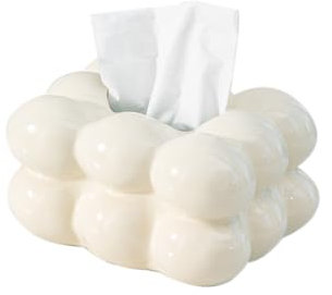 WEIDILIDU Taschentuchbox aus Keramik, minimalistisches Design, weiß, für Heimdekoration, Kamin, Schlafzimmer, Küche, Wohnzimmer, Tafelaufsätze, (W718 Off-White)