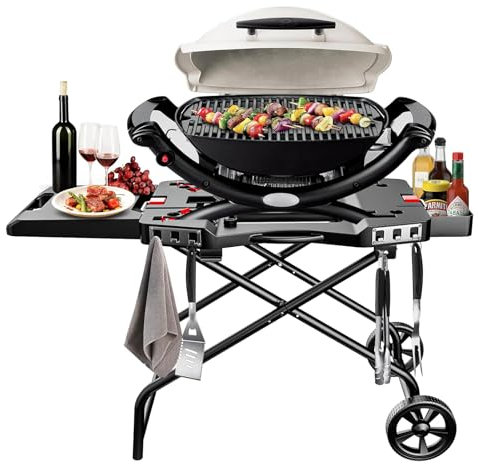 GFTIME Carrello per griglia portatile per griglie a gas Weber Q1000, serie Q2000 e Blackstone 43 cm 56 cm piastra da tavolo, supporto per piastra portatile