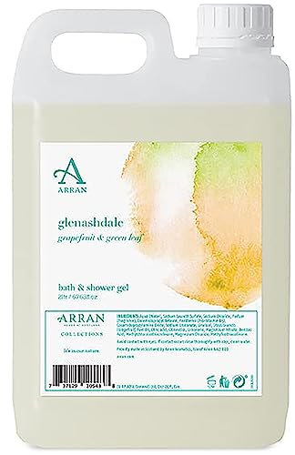 Arran Sense of Scotland Glenashdale Bath & Shower Gel Eco Refill (2 Litre) Grapefruit & Green Leaf Scented Body Wash with Pro-Vitamin B5