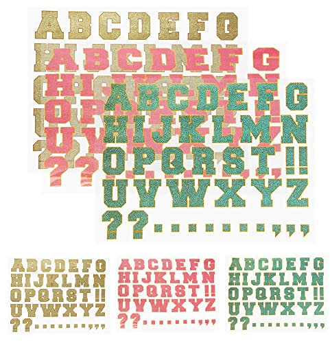 Pilikoll 252 Pcs Iron On Letters - Color Heat Transfer Letters 1.63 Inch, Waterproof, For Clothing, Sports T-Shirt, Uniform & DIY Fabric