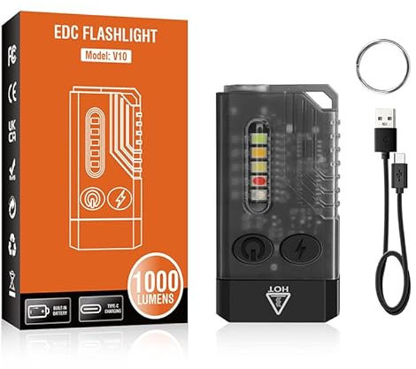 Aedcbaide Torches Led Super Bright Rechargeable Torch, 1000 Lumen Small Torch Mini Flashlight with Key Ring, 5 Levels & 8 Modes Lighting,Magnetically Adsorbed & Buzzer,Waterproof for Power Cuts Hiking