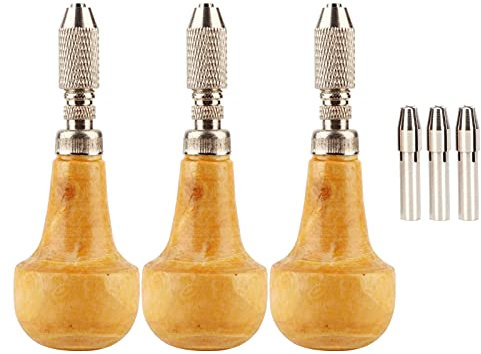 holzgriff werkzeug,Holzgriffe Pin,Stichelgriff Stiftschraubstock Juweliergriffe Holzschraubstock Handbohrer Gravur 3 Satz Stiftschraubstock Sticheltyp Spannfutter Einzelendverschlussdüse