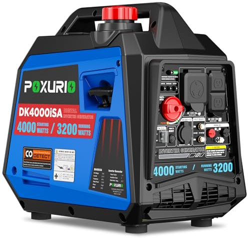 POXURIO Generatore inverter portatile, DK4000iSA, generatore a gas da 4000 W, generatore super silenzioso, modalità ecologica/pronto per camper/leggero/conforme EPA/Carb per campeggio all'aperto,
