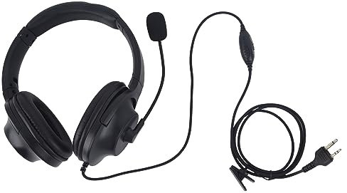 Pdflie GXT1000vp4 2-Zinken-Ohrhörer mit Boom-Mikrofon, Ptt VOX, 2-poliger Kopfteil, Ohrmuschel-Set, Zwei-Wege-Radio, binaurales Over-Ear-Ohrenschützer, Headset für Icom Midland 2-Wege-Walkie-Talkie