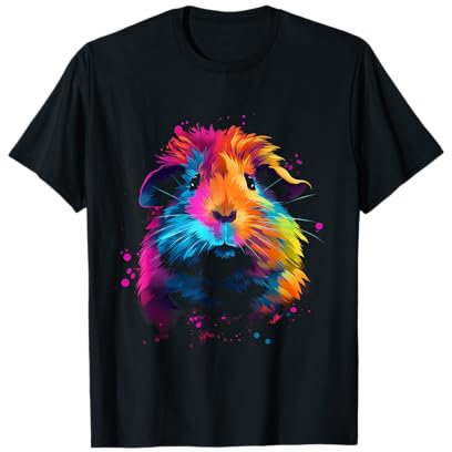 Tiere Tierfan Natur Bekleidung & Geschenke MD Meerschweinchen Bunt Design Meerschweinchenfan T-Shirt Schwarz Unisex Erwachsene & Kinder Party Tierliebhaber S Kurzarm