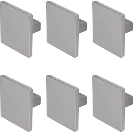 Decoranddecor Calla Square Cabinet Knob Door Pull Handle Kitchen Cupboard Furniture Drawer (6 Pack, Polished Nickel Black)