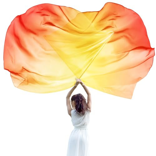 Jetec 2 Set 139,7 cm Lob Tanzanbetung Flaggen mit skalierbarem Stab Halbkreis Tanzministerium Streamer Anbetung Engel Flügel Flagge für Tanz Kirche Anbetung Tanzbanner Tanzwache (Gelb, Orange, Rot)