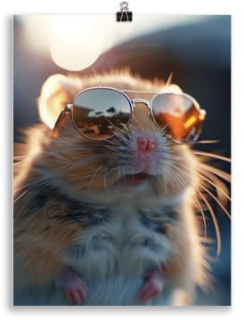 Coole Tiere Poster - Hamster mit Sonnenbrille, Geschenk für Tier-Fans und Tier-Liebhaber, Witzig, Ungerahmt