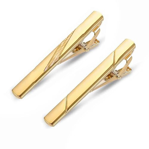 Ryaupy 2PCS Pinces cravate pour hommes motif doré - Pinces cravate classiques métal cuivré pour hommes - pour Saint-Valentin, mariages, bars affaires et quotidienne
