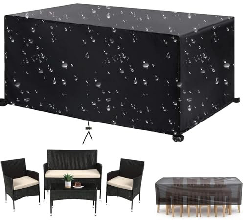 Leju Art Outdoor Garden Furniture Cover-60x60x60cm(LxWxH) Patio Furniture Cover 420D Oxford Heavy Duty Rattan Cube Outdoor Garden Patio Table Chair Furniture Set Rain Waterproof Protector-Black
