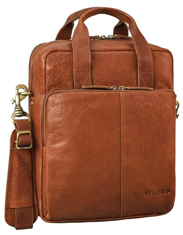 STILORD 'Dave' Sacoche Homme bandouliere Cuir Voyage Sacoche Ordinateur 13.3 Pouces MacBook Borsa per Tablet Sac Bandoulière Sac Messenger Cuir Véritable, Couleur:maraska - Marron