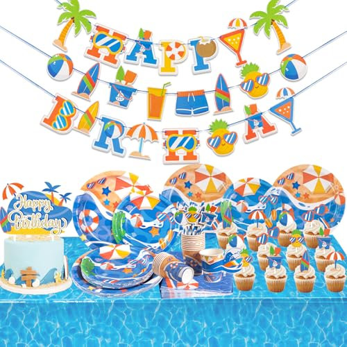 SUNBEAUTY 113 pièces de vaisselle de fête d'été