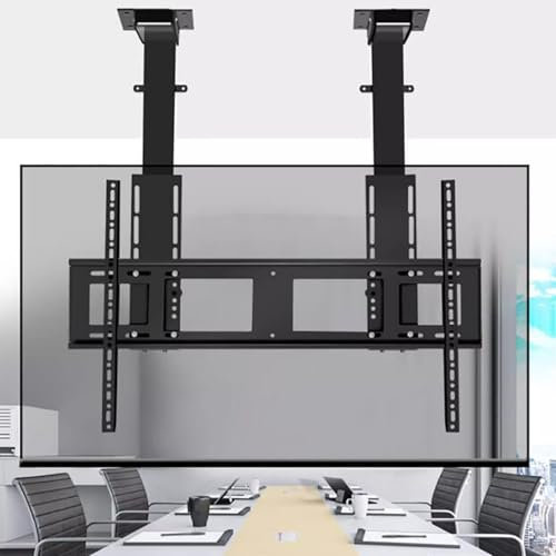 YUZDNM Adjustable Height Electric TV Lift - Motorized Ceiling TV Mount With Remote Control, Fits 55-120 Inch TVs (900-2200mm)
