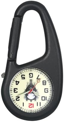 JewelryWe Karabineruhr Totenkopf Uhr mit Karabiner: Halloween Gothic Schädel mit Schlamm Leuchtendes Gesicht Zeiger Taschenuhr Analog Quarz Clip On Uhr für Ärzte Krankenschwestern Sanitäter Köche
