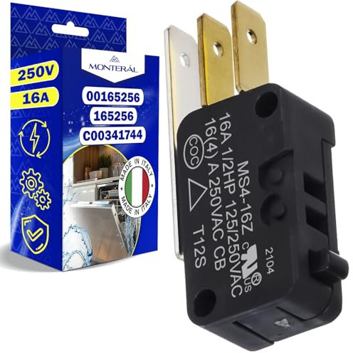 Water Level Sensor Switch for Dishwasher 250V 16A with Original Code 00165256 165256 for Bosch for Siemens C00341744 for Indesit 04658672 for Miele - MADE IN ITALY - Warranty 10 Years - MONTERAL