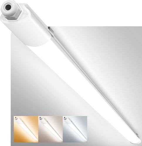 zemty Feuchtraumleuchte LED Röhre 150CM, 3000K/4000K/6500K 48W 5280LM LED Deckenleuchte, IP65 Wasserfest Lichtleiste für Kellerlampe, Werkstattlampe, Küchenlampe, Badlampe