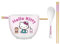 Silver Buffalo Sanrio Hello Kitty Pink Polka Dot Teddy and Strawberry Milk Ceramic Ramen Noodle Rice Bowl with Chopsticks and Spoon, Microwave Safe, 20 Ounces